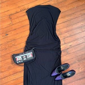 Black Ruched Maxi Dress - Classic sleeveless High Neck Women’s Dress